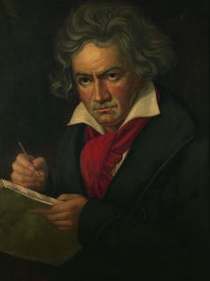 Peinture d’un homme écrivant dans un cahier